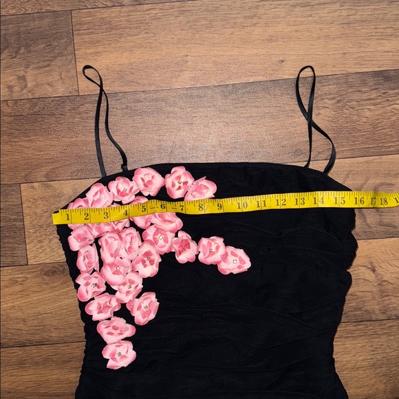 Betsey Johnson New York Size Large Dress Floral Detail Vintage Ruched Overlay - Picture 9 of 14